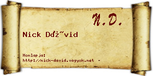Nick Dávid névjegykártya