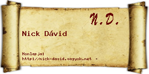 Nick Dávid névjegykártya